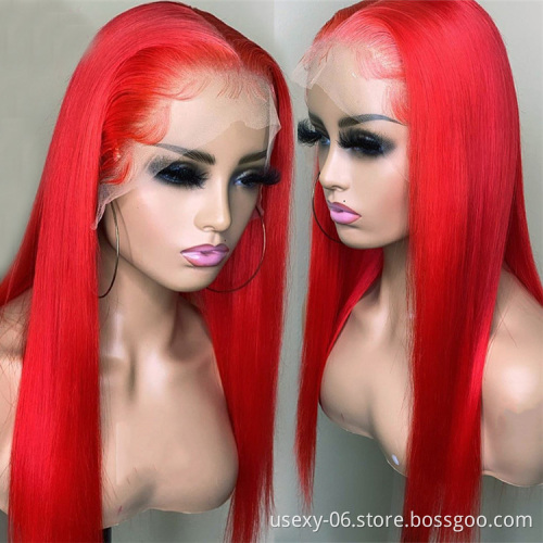 wholesale human pre plucked 613 hd closure frontal color wigs human hair red wig swiss hd lace front raw indian hair wigs